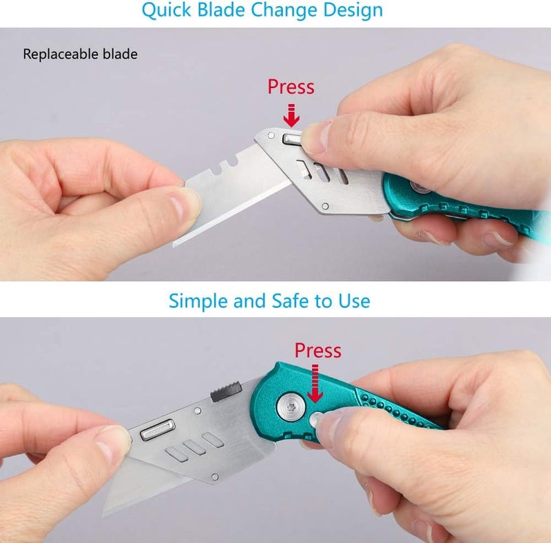 Vickay Box Cutter Knife Utility Knife with 5 SK5 Quick Change Blades, Safety Axis Lock Design Razor Knife, Lightweight Aluminum Body Belt Clip for Office - Image 5